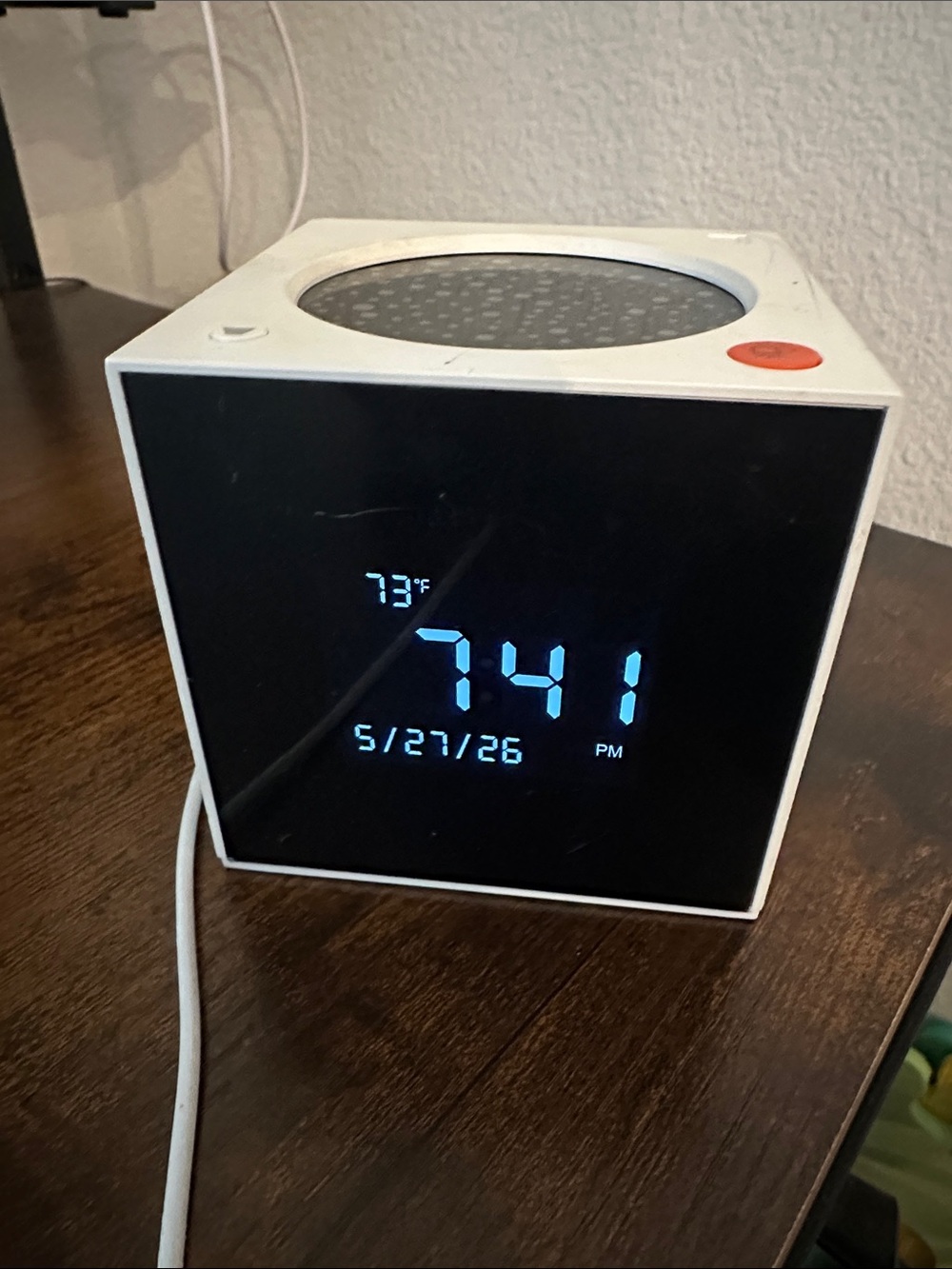 Sharper Image White Digital Alarm Clock, White Noise Machine, and Projector